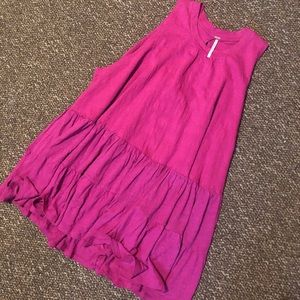 Free People Pink tank tunic with tie back. Large
